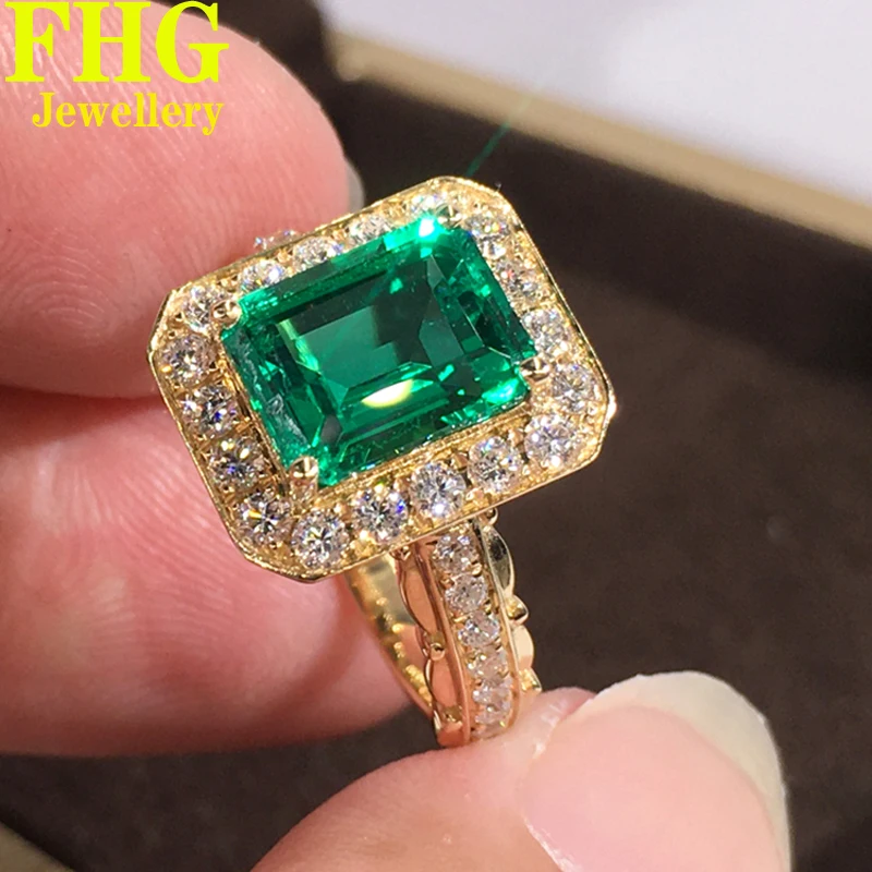 

3Carat 18K White Gold Ring DVVS1 Lab Emerald and Moissanite Diamonds Ring Round Shape Wedding Party Engagement birthday