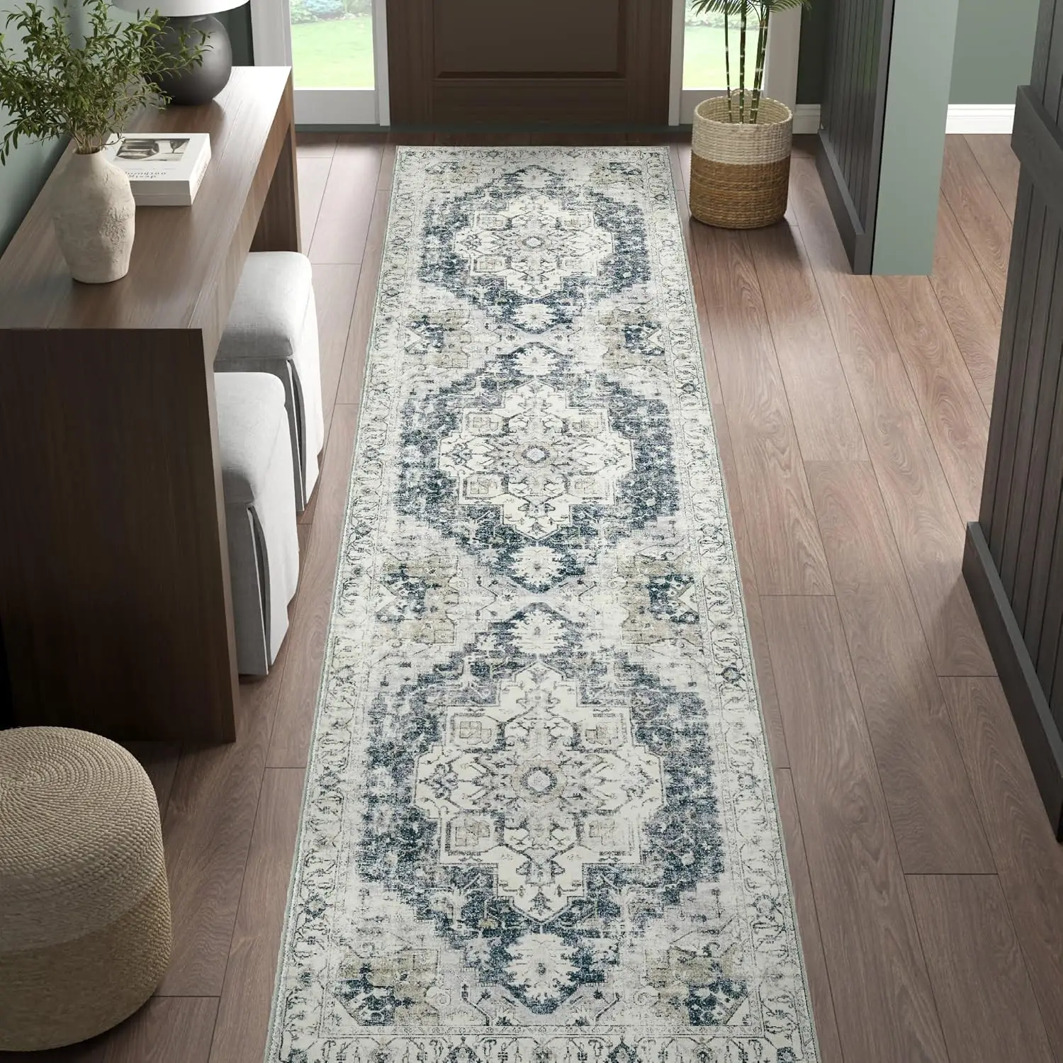 VIKAMA Bohemian Runner Rug Anti-Slip Lightweight Corridor Kitchen Floor Mat Retro Bedroom Carpet Home Decoration - view 3