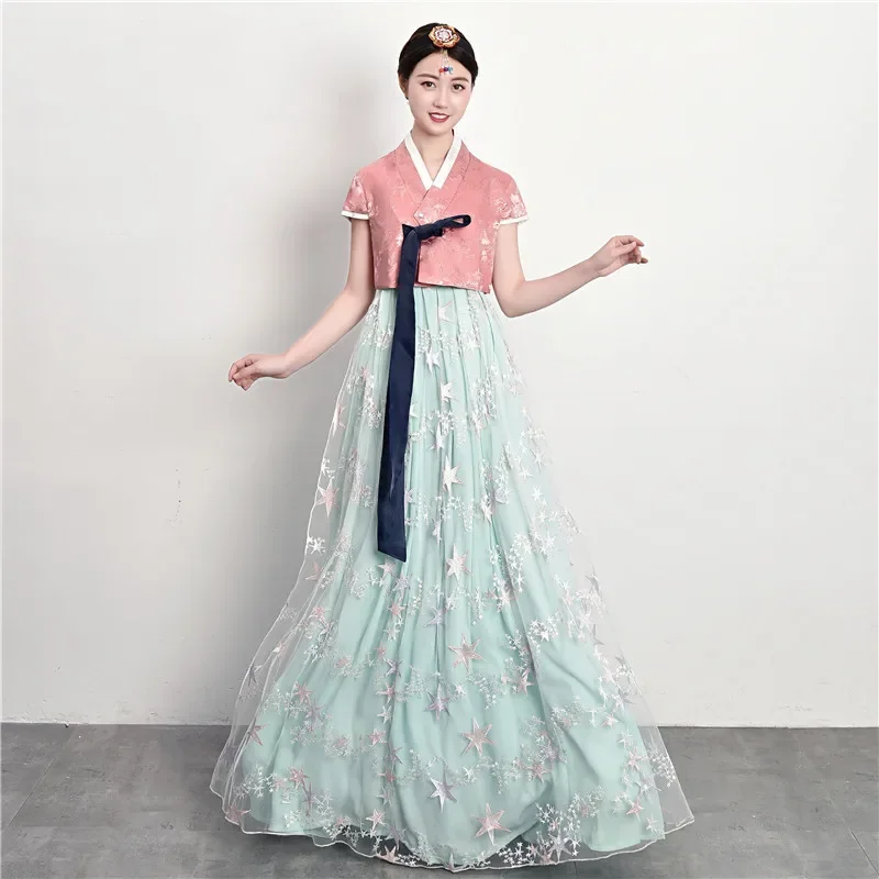 Корейский Традиционный дворец, женский костюм Hanbok, женское платье с коротким рукавом, элегантное платье принцессы для свадебной вечеринки