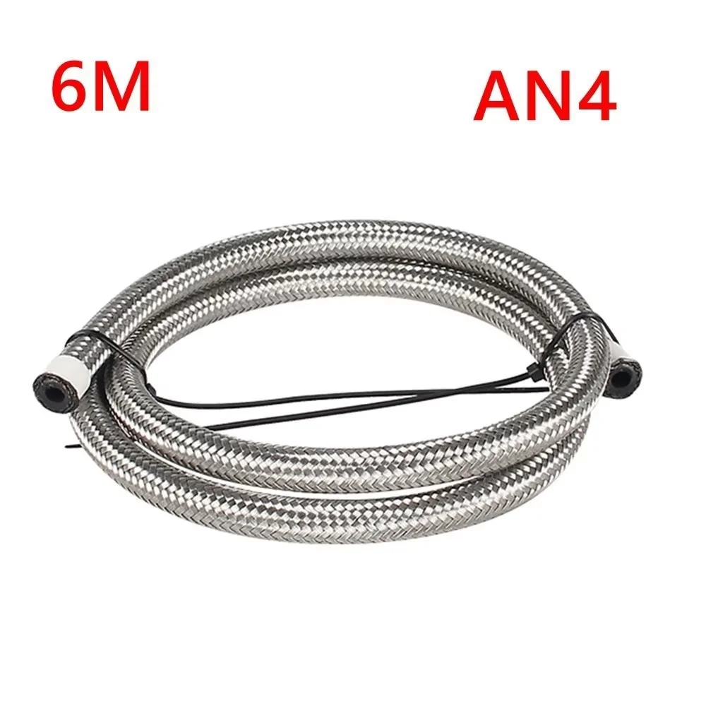 16FT 5M AN4 AN6 AN8 AN10 AN12 Olie Brandstof Slang Olie Gas Cooler Slang Line Buis Nylon Roestvrij staal Gevlochten Binnen Cpe Rubber