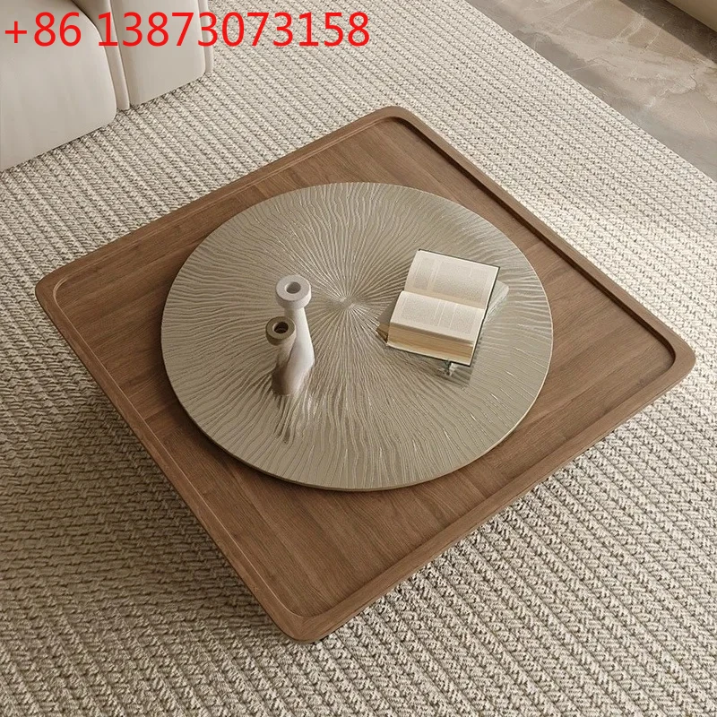 

Итальянский минималистичный журнальный столик с резьбой из цельного дерева, сочетание современного простого квадратного стола с рисунком ореха