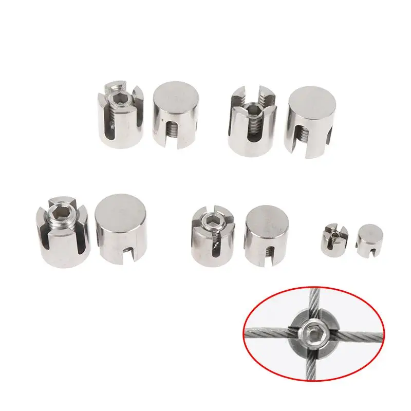 2Pcs 316 Stainless Steel WireTrellis Systems Wall Cross Clip M2/M3/M4/M5/M6 Rope Clamp 90 Degree Angles Marine Grade