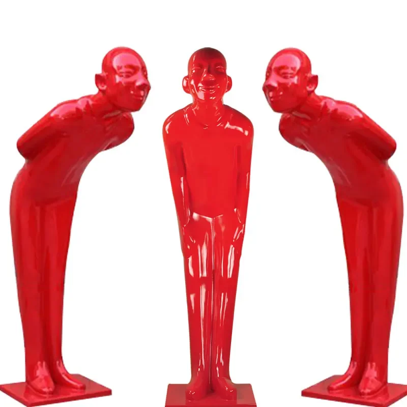 FRP bow welcome figure sculpture sales office hotel ktv mall exhibition hall art floor lamp ornament