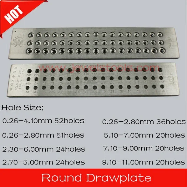 Round Shape Tungsten Carbide Drawplate,Various models,0.26-4.10mm,2.30-6.00mm,5.10-7.00mm,Hole number 20-52,Jewelry Making Tools