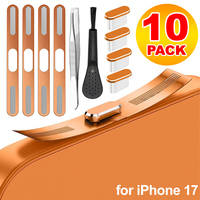 10Pcs Cleaning Kit Speaker Protector Covers with Metal Dust Plugs Charging Port Cap for IPhone 17/17 Pro/17 Air/17 ProMax