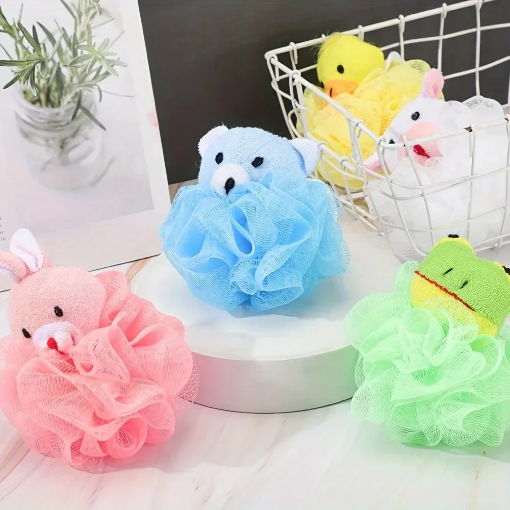 Esponjas de baño exfoliantes con forma de Animal, bolas de baño de malla de lufa, esponja de baño de animales, Wisp para depurador corporal, bolas de malla de ducha, 1 ud.
