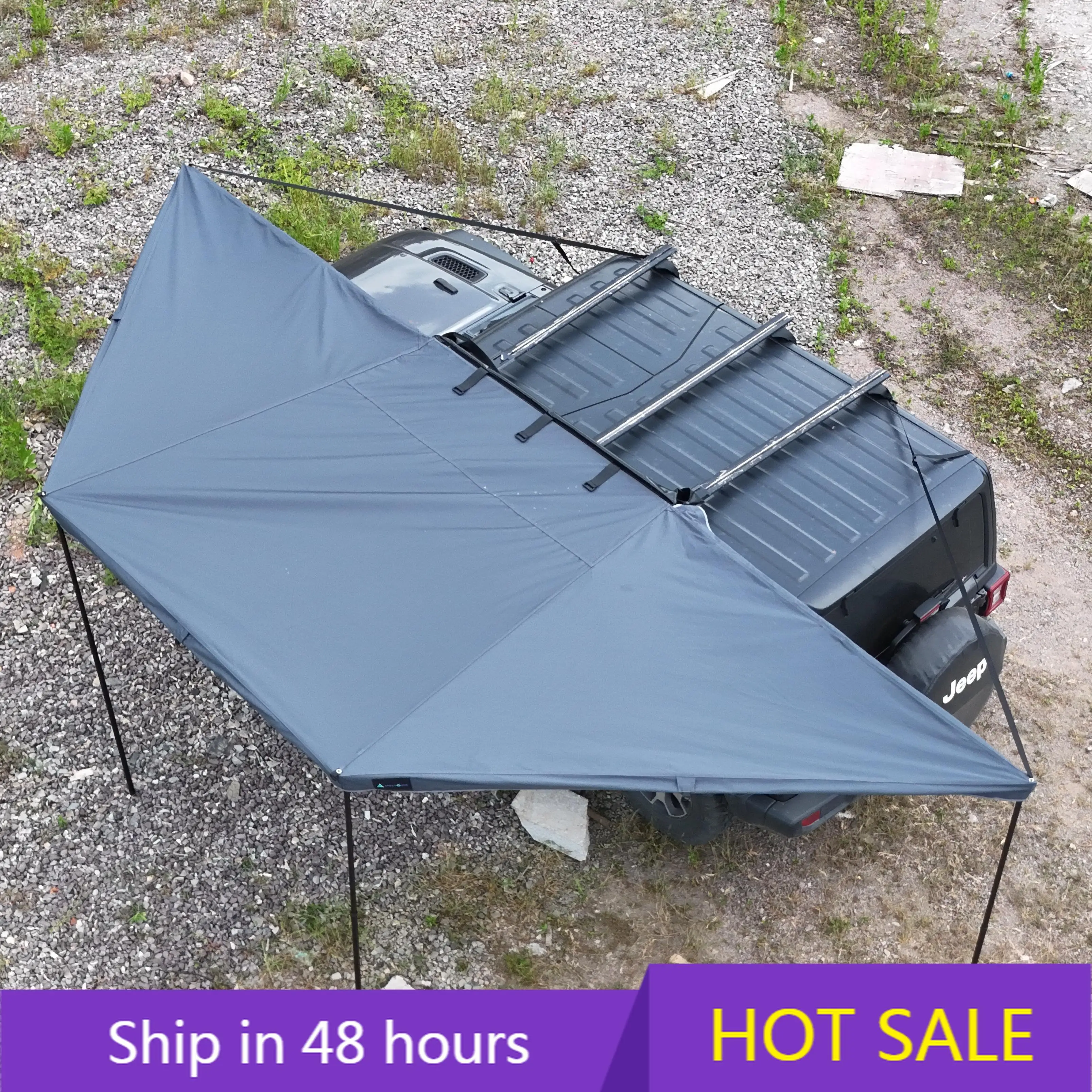 

YTYIN 4x4 Outdoor Camping Tent Vehicle Car Roof Side Awning 180 Degree Free Standing Oxford Fabric with Led Light