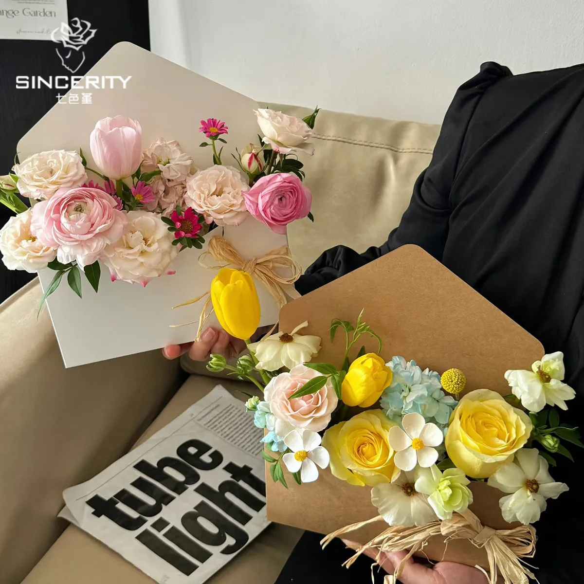 Deluxe Valentine Flower Bouquet Complete Packaging Box Envelope DIY Floral Supplies Handmade Wrapping Fresh Flowers Gift Set