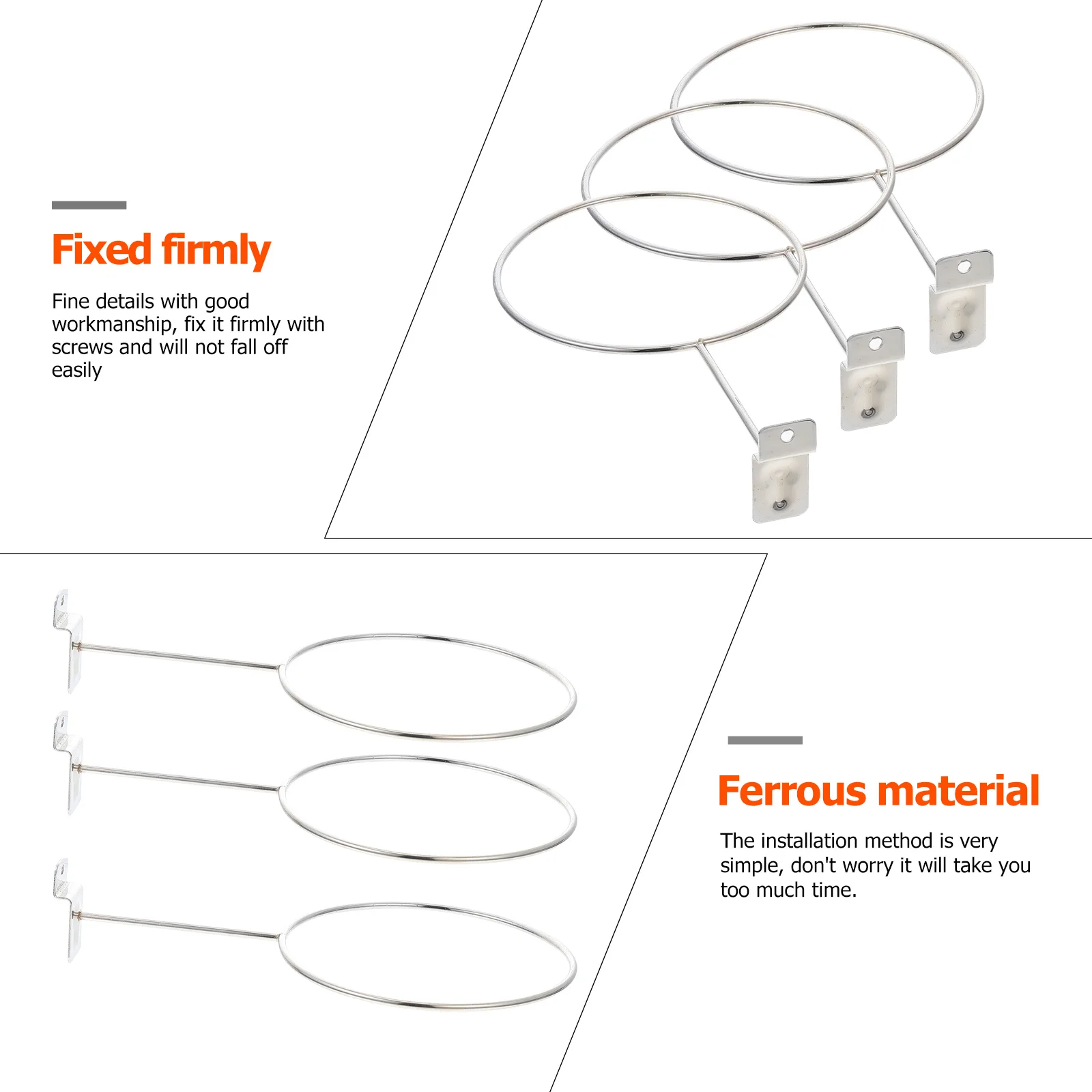 

3pcs Basketball Bracket Holder Heavy Duty Iron Wall Mounted Ball Storage Rack For Gym Sports Center Exhibition Hall Use