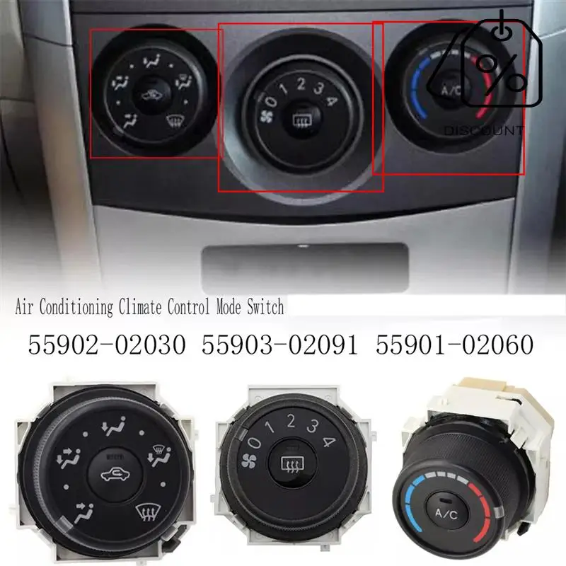 ABMF-3Pcs Toyota Corolla 2009-2013 Matrix 2009-2010 55902-02030 55903-02091 용 에어컨 기후 제어 모드 스위치