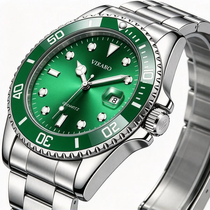 Stainless Steel Band Quartz Wristwatch for Men Fashion Sport Business Calendar Function Daily Watch