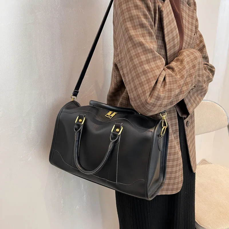 Artificial Leather Retro High Capacity Women Man Satchel Handbag Purse Messenger Crossbody Bag