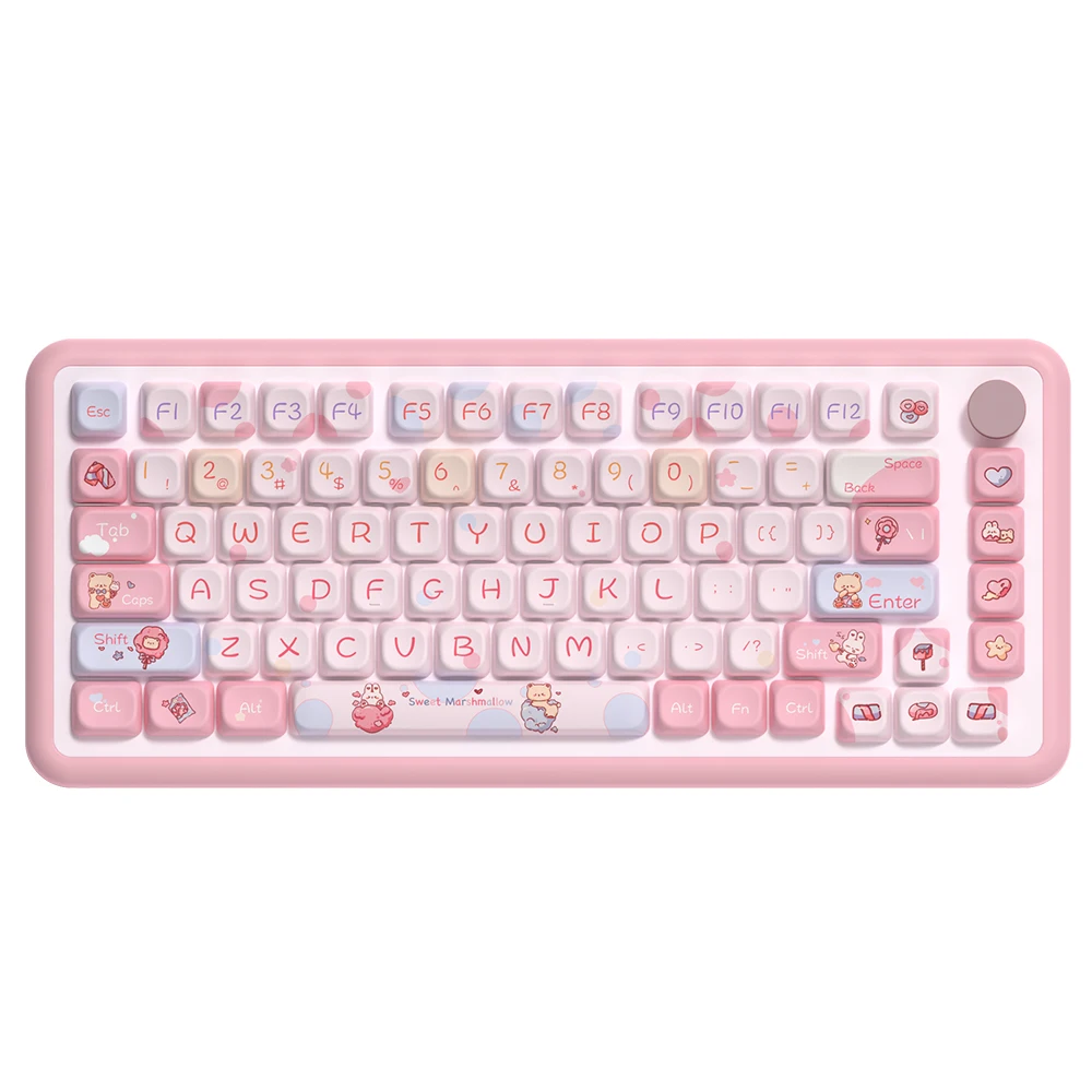 

KYOMOT New 158 Keys Marshmallow Keycaps Five-Sided Sub Dye SCA Profile PBT Keycap for DIY Layout Game Mechanical Keyboard Caps