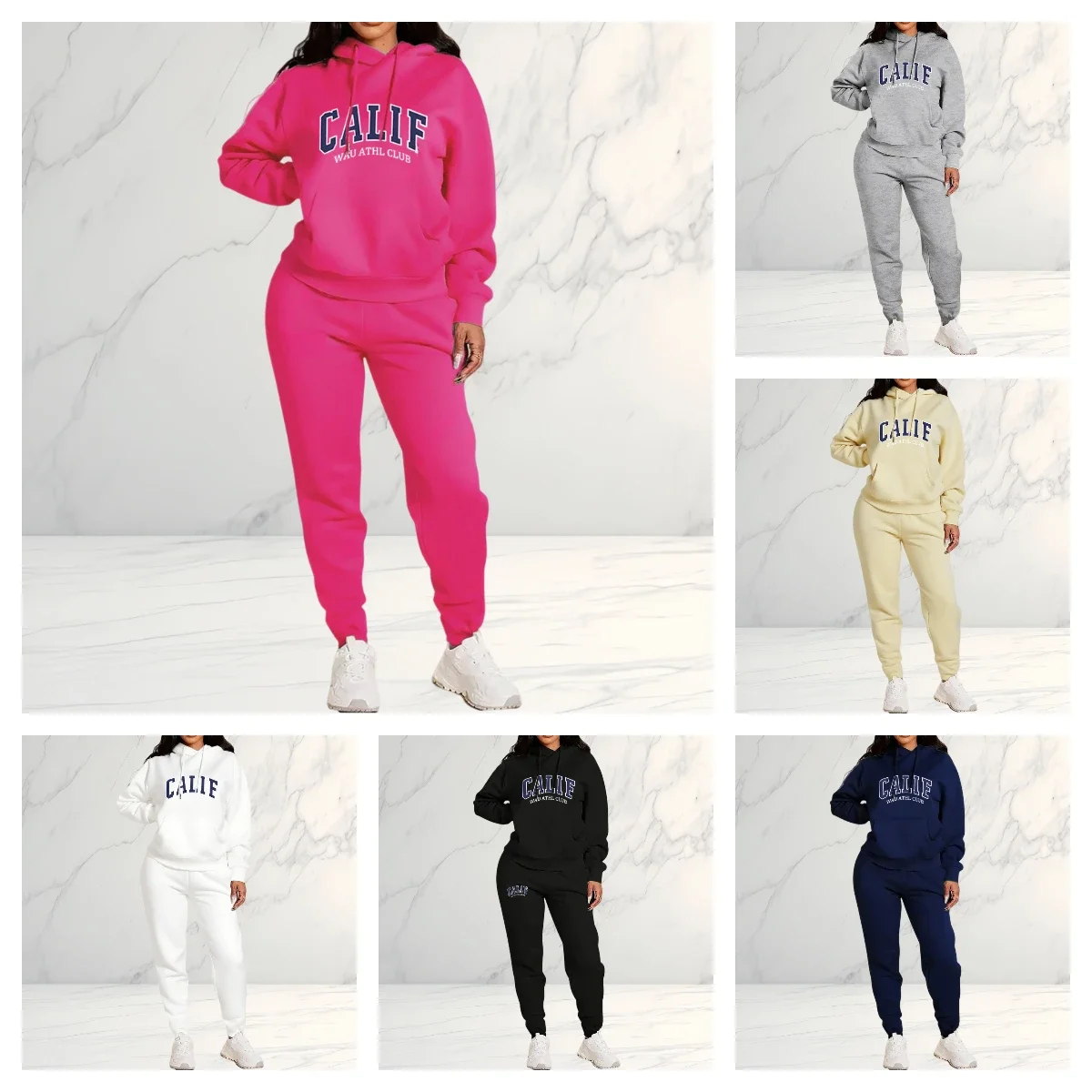 Women's Sets Hoodies Pants 2 Piece Outfits Aesthetic Sportswear Sweatsuit Graphic Letter Print Plus Size Pink Tracksuit Pant Set