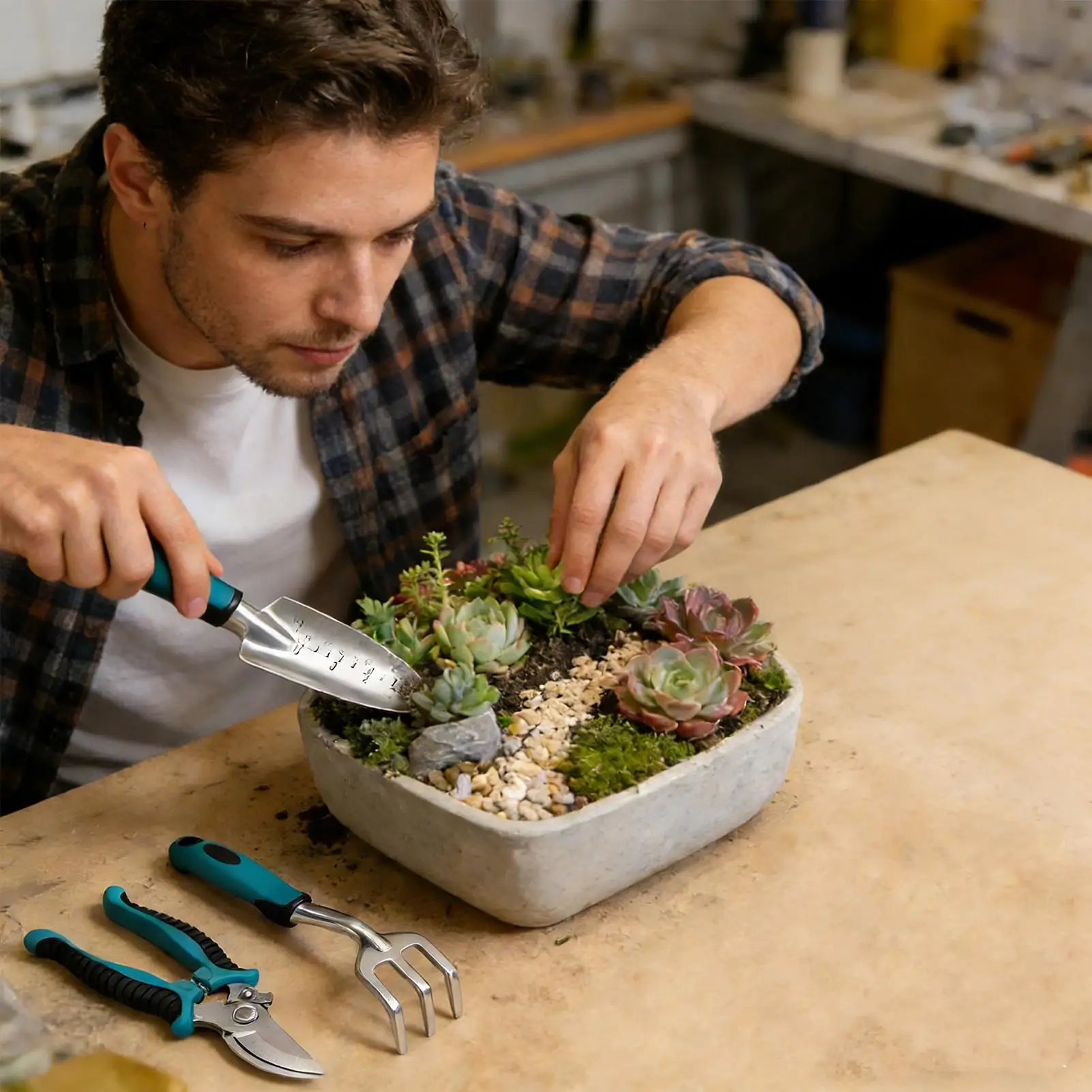 

Garden Hand Tools Set Aluminum Alloy Portable Multifunctional Cultivator Planting Digging Scissors Shovels For Loosening Soil