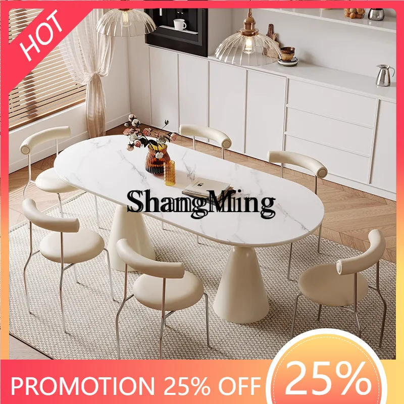 

SM household cream wind rock board dining table household dining table and chairs small apartment rectangular dining table