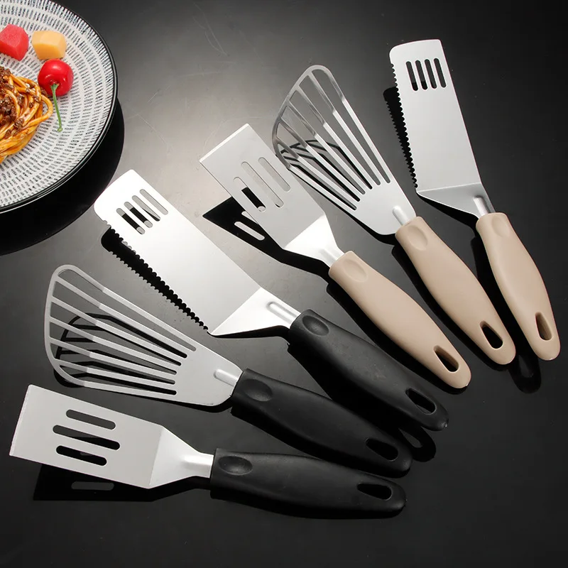 

3PCS Japanese Cuisine Spatula, Stainless Steel Teppanyaki Spatula, Fish and Steak Spatula, Plastic Handle Kitchen Tools