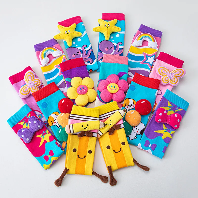 Niedliche Cartoon-Kinderstrümpfe Lustige Schmetterling-Oktopus 3D Kindersocken Party Festival Mädchen Jungen Lange Socken Kniestrümpfe – Detail 5