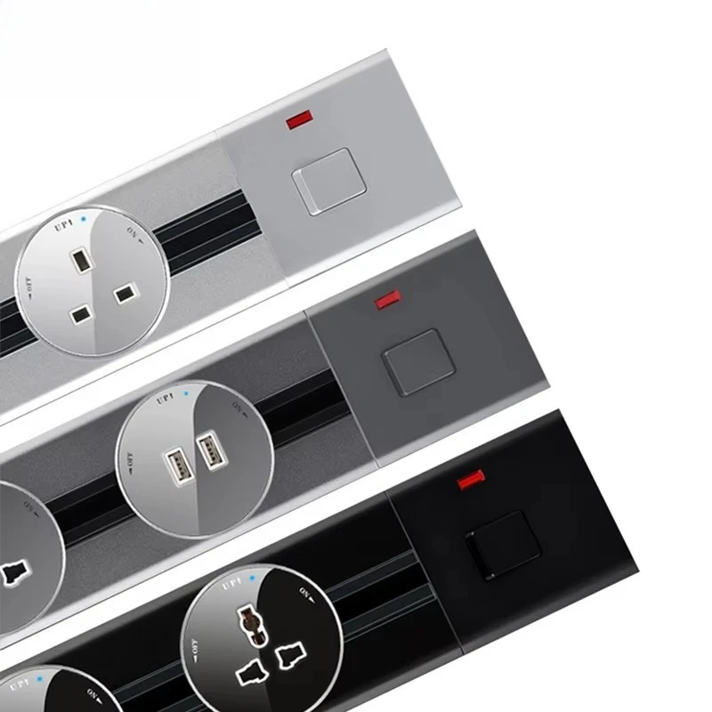 Electric Track Socket Office Home Removable Power Rail Track Power Track Outlet for Office Kitchen and Living Room