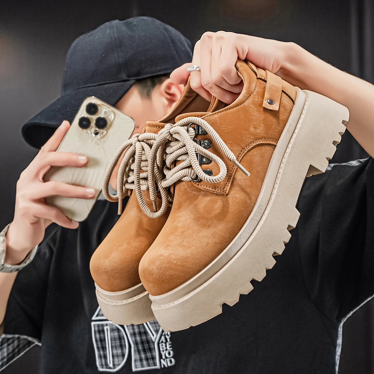 

Мужские туфли дерби в британском стиле, весна 2026 | Универсальные кожаные кроссовки Chunky Toe: нескользящие, износостойкие, для работы и повседневной носки