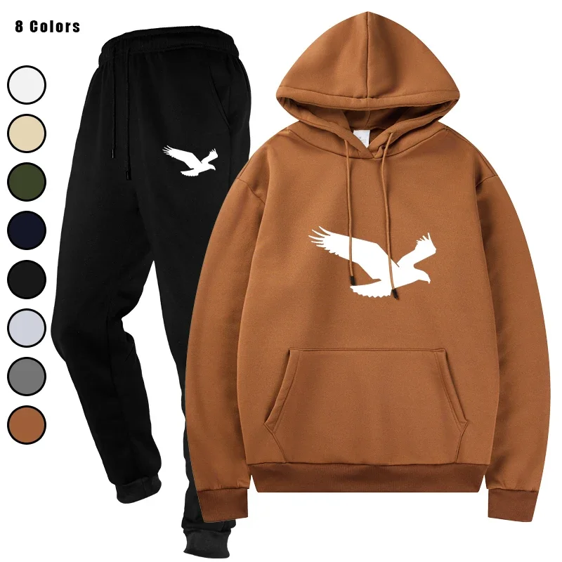 

Basic Fleece Hoodies And SweatPants Set Men's Track Suit Unisex Basic Fleece Sportswear Ensemble for Jogging
