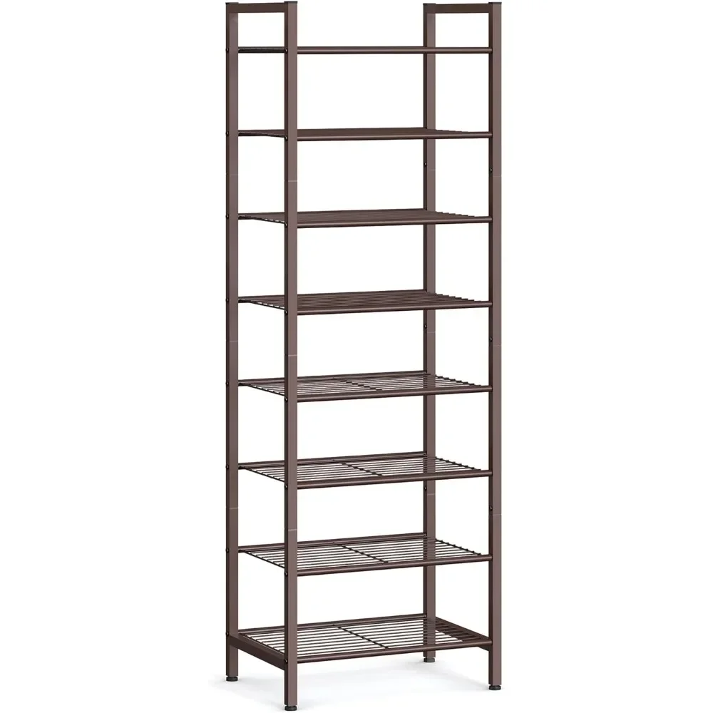 Narrow Shoe Rack, Sturdy 8 Tier Metal Tall Shoe Rack Shelf,Slim Shoe Storage Organizer for Closet Entryway Small Spaces,Vertical