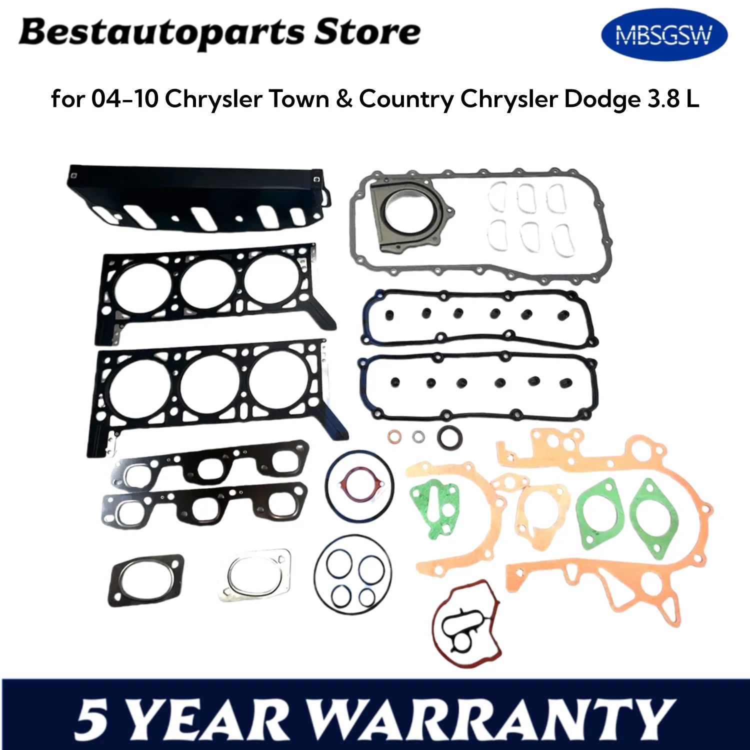 Juego completo de juntas de motor de coche para 04-10 Chrysler Town & Country Chrysler Dodge 3,8 L accesorios de coche