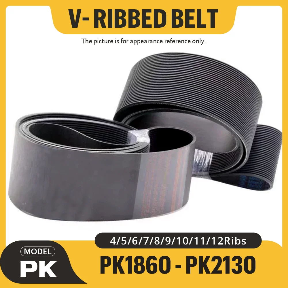 PK V-Ribbed Rubber Multi Wedge Belt Length=PK1860-PK2130 Ribs 4PK-12PK Suitable for Industrial Transmission Belts Free Shipping