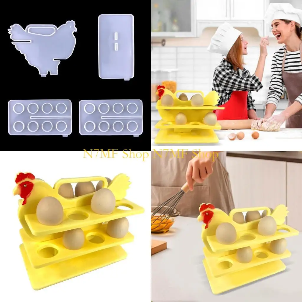 

N7MF Egg Holder Tray Silicone Resin Molds 8 Cups Egg Storage Rack Molds for Resin Casting DIY Display Crafts