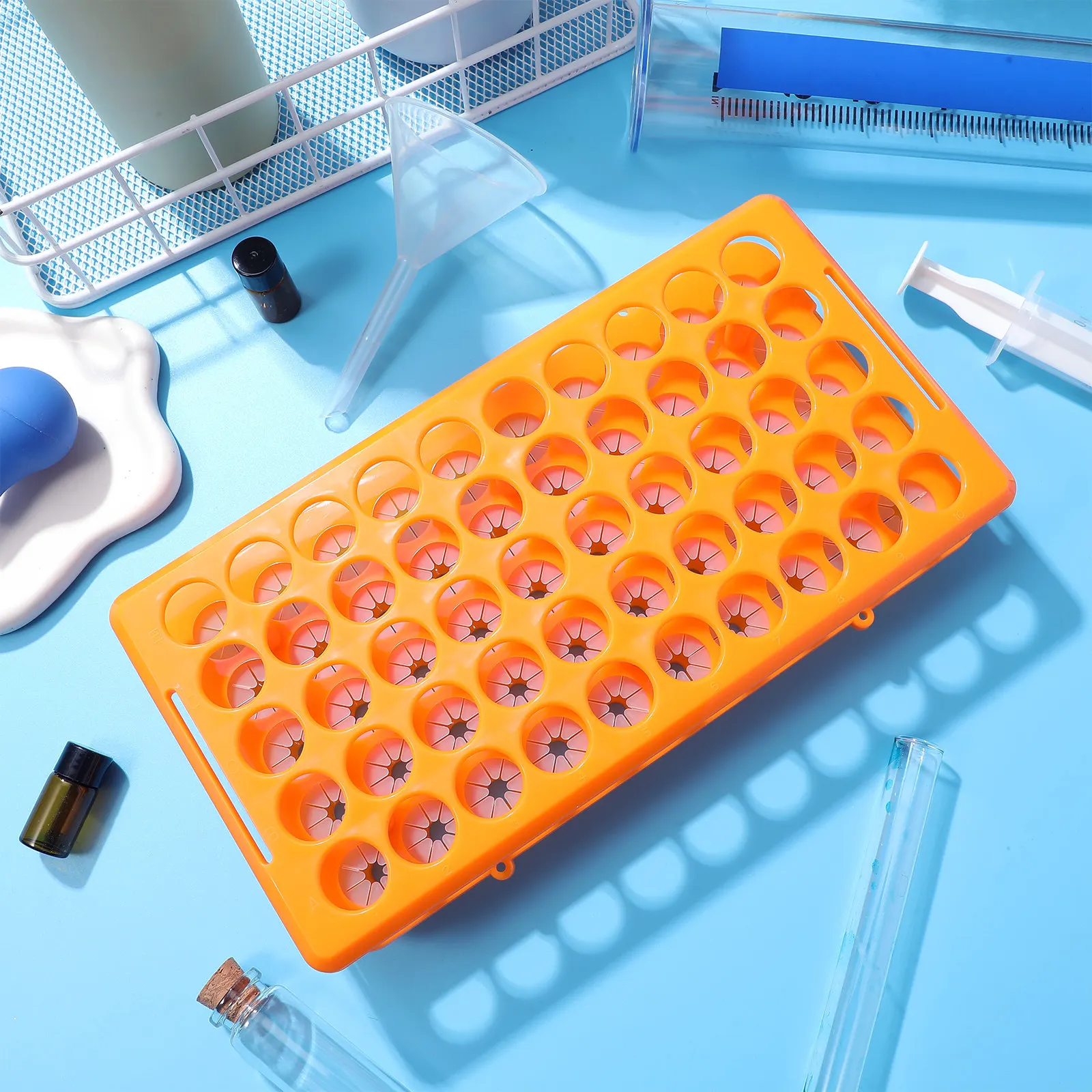 Test Tube Storage Rack 50 Hole Heavy Duty Laboratory Vial Holder for Glass Tubes and Shot Glasses Organization view 3