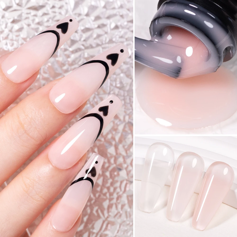 AWStorG 6Pcs/Set 7.5ML Jelly Nude Gel Nail Polish Translucent Pink Nail Gel Varnish Soak Off UV Gel Polish Long Lasting