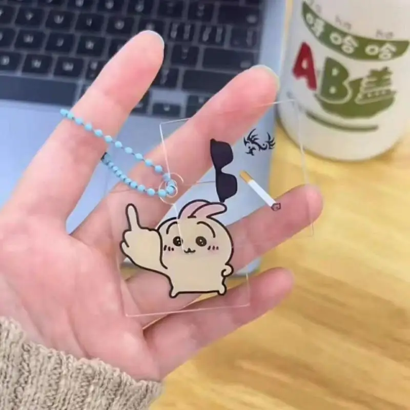 

Kawaii Miniso Chiikawa Keychain Hachiware Usagi Cute Anime Acrylic Social Person Rotatable Acrylic Pendant Festival Gift