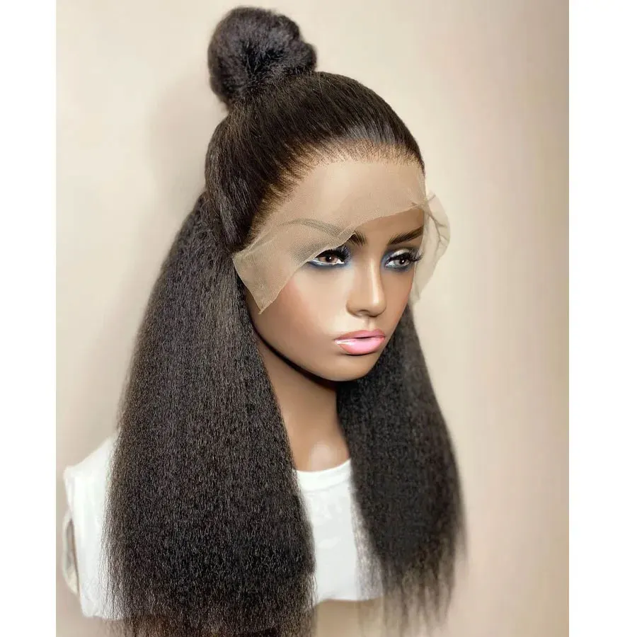 

Wear And Go Glueless Wig Kinky Straight Wig Black 613 Blonde Yaki Lace Front Wig For Women Synthetic Lace Wigs Heat Temperature