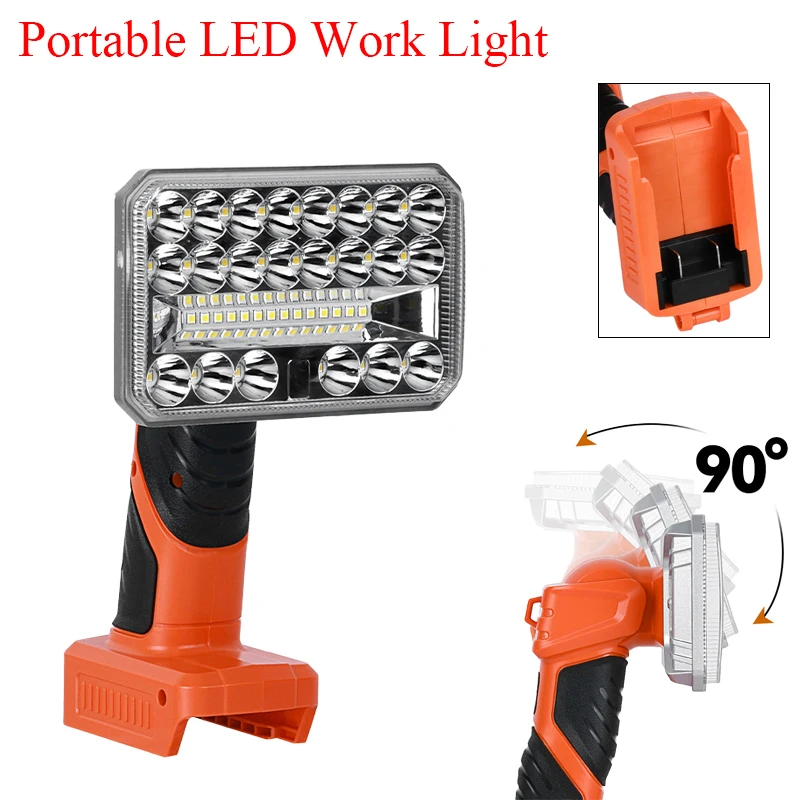 

Портативный светодиодный рабочий фонарь для Makita/DeWalt/Milwaukee/Bosch/Black & Decker/Ryobi/Craftsman 18-20 В, уличный фонарь для кемпинга