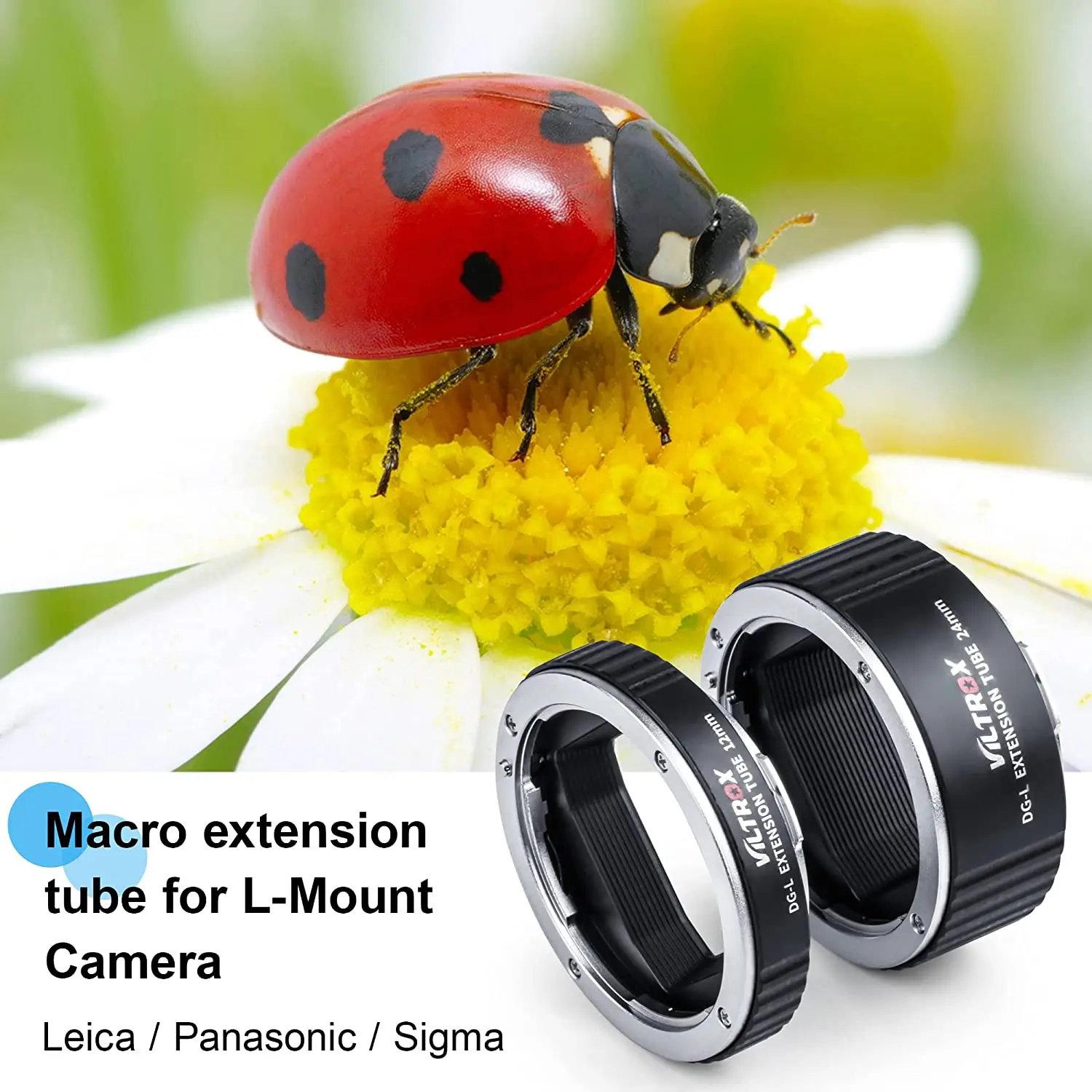 VILTROX DG-L Metal Mount Auto Focus Macro Extension Tube Adapter Ring(12mm+24mm) for L Mount Camera & Lens Panasonic Sigma