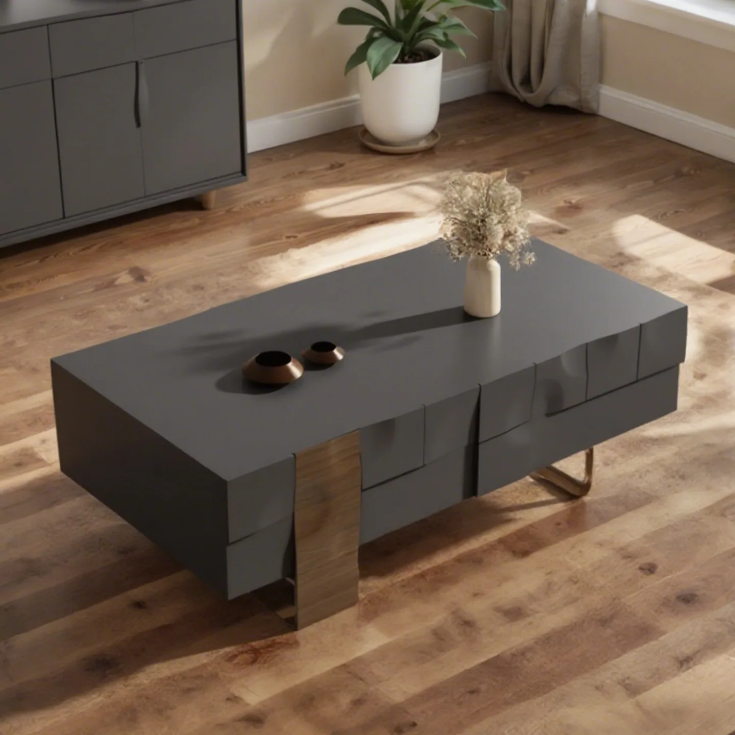 Solid wood living room rectangular coffee table tea table storage edge table