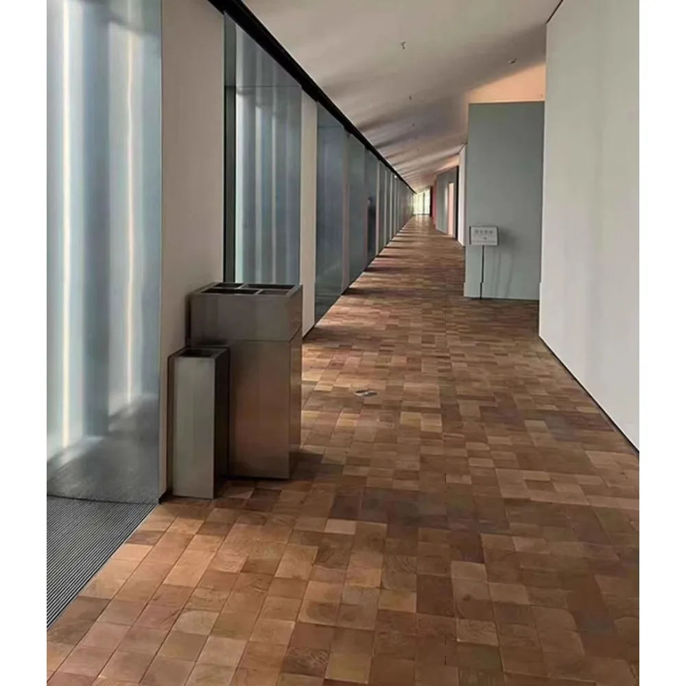 Customized version of solid wood square parquet, annual ring texture floor