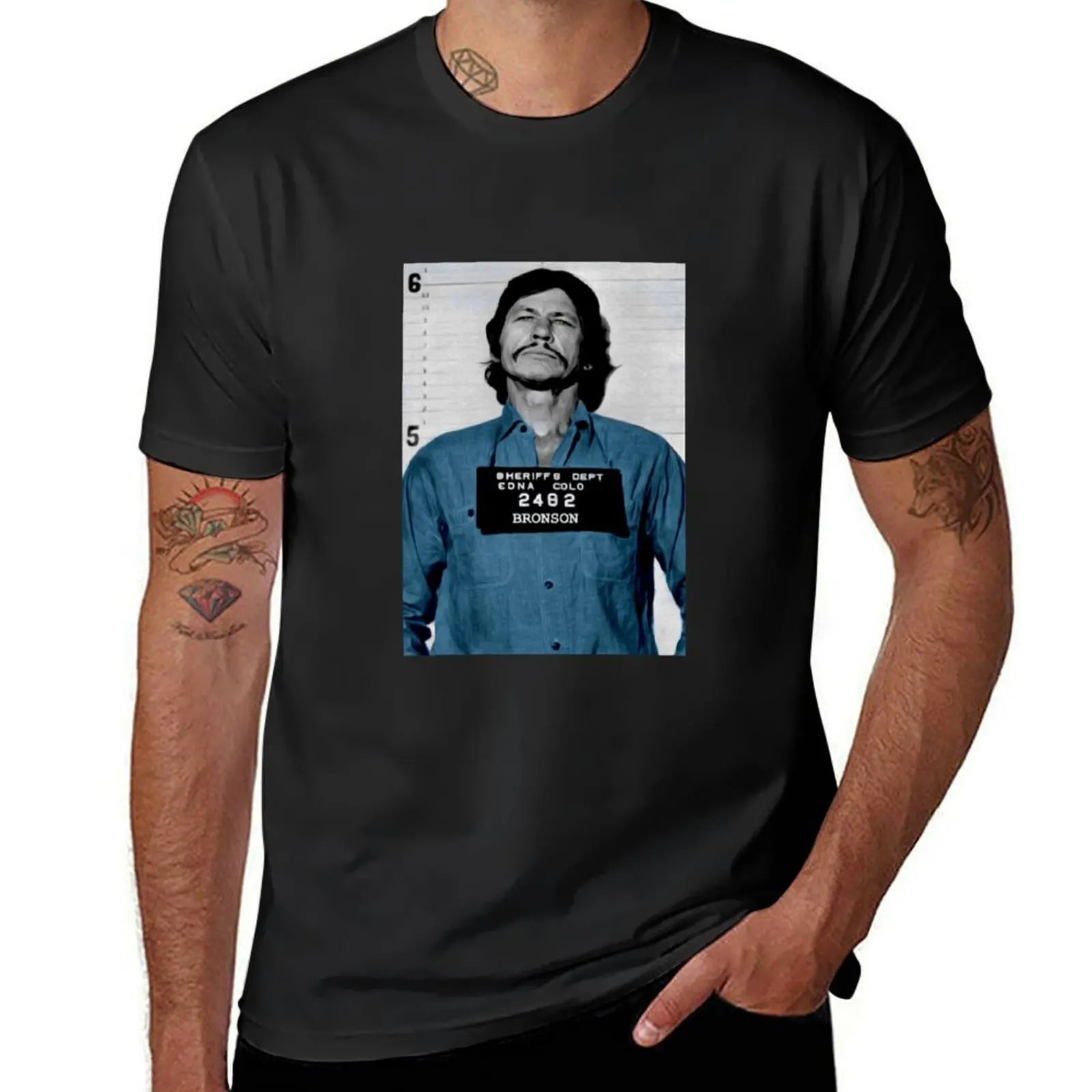 

Bronson mug shot art T-Shirt hippie clothes funnys sweat mens clothes