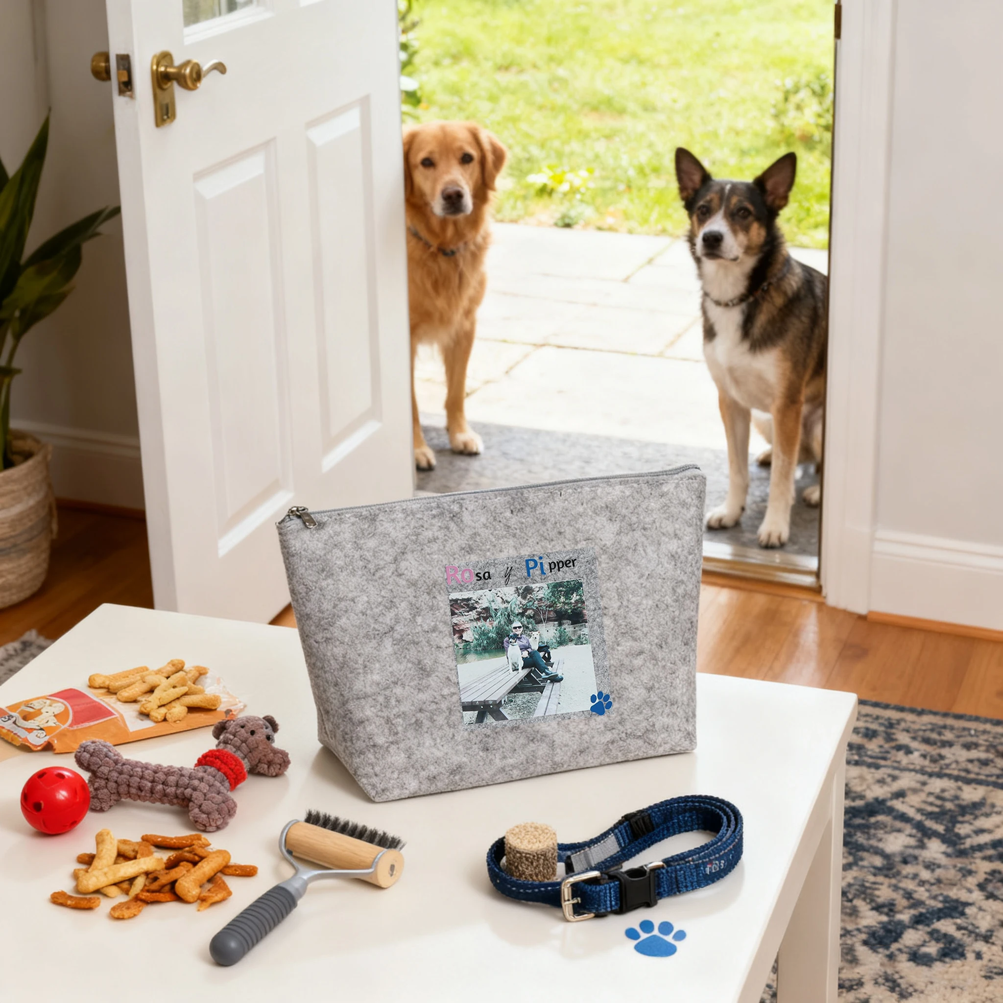 حقيبة يد مخصصة لصور نصية ذات سعة كبيرة ومتينة لمستلزمات الحيوانات الأليفة وحقيبة تنظيم وحقيبة مكياج هدية مخصصة لحدث فريق الشركة