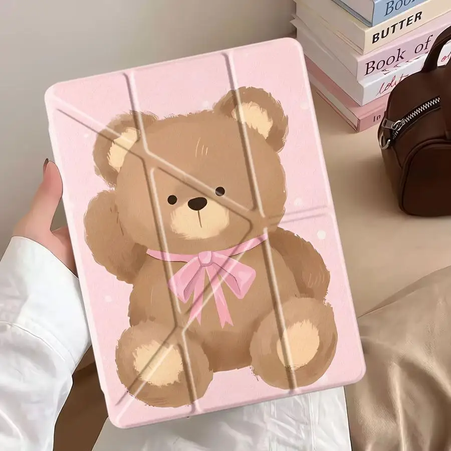 Brown Little Bear Tablet Case For iPad Mini 6 7 Air 4 5 M3 M2 1 2 M4 11inch Pro 11th 10th 9th 8th 7th 12.9inch Pro 2025 Holder