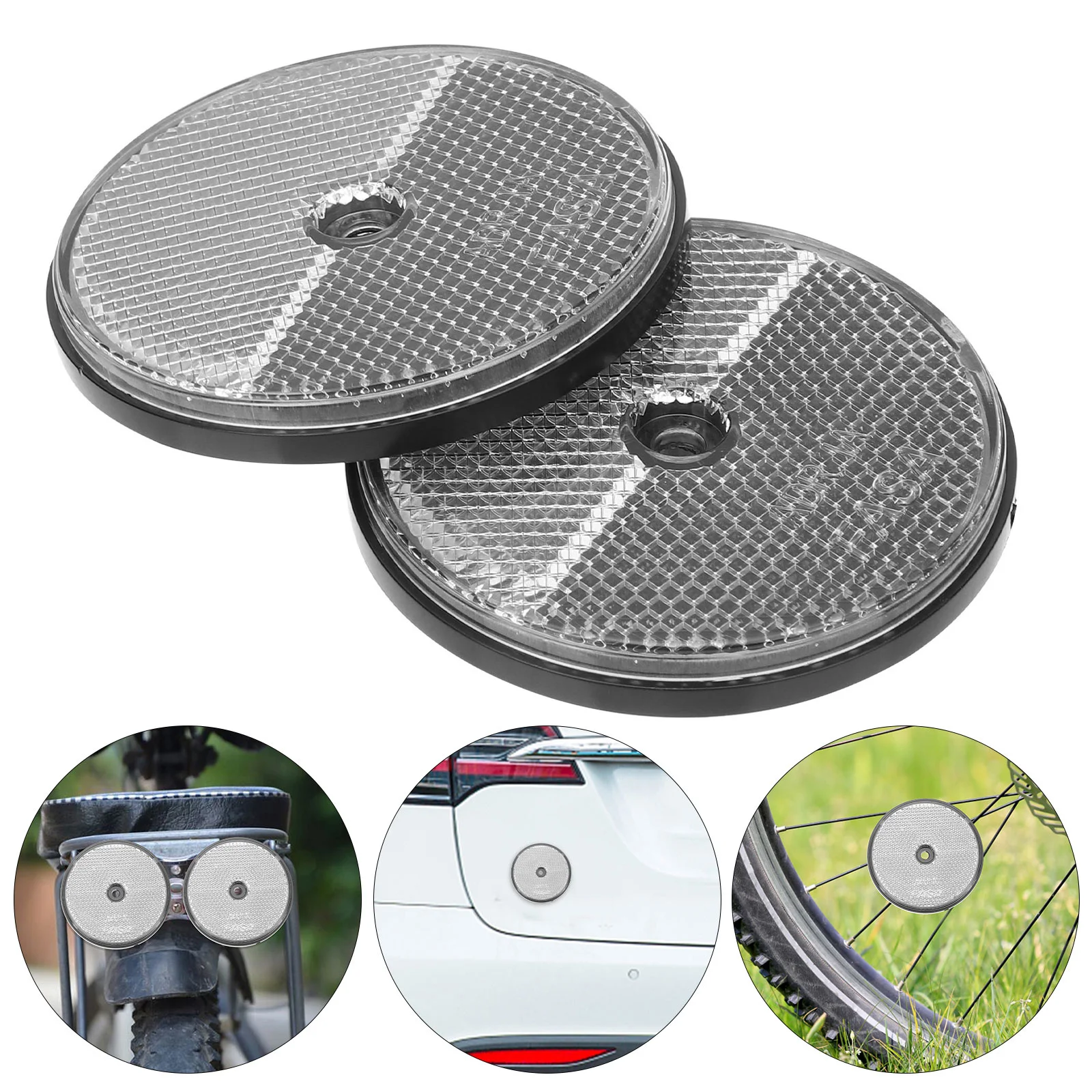 2 Pcs Round Reflector Driveway Reflectors for Post Oval Front Red Reflective Tape Safety Trailers Electric Cars The Fence Boats