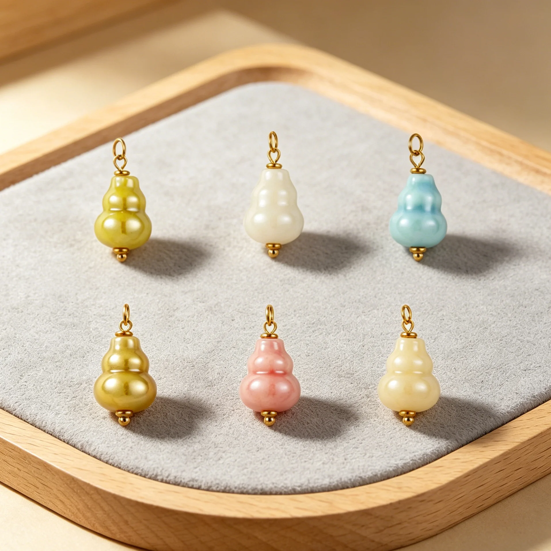 Colorful Gourd Shaped Ceramic Enamel Charms Lucky Pendants PVD Plated Stainless Steel Findings for DIY Bracelet Necklace Earring