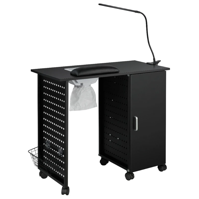 Table de manucure portable simple multifonctionnelle, métal noir spécial, bureau à ongles, beauté exquise, meubles de table de manucure, HD50ZJ