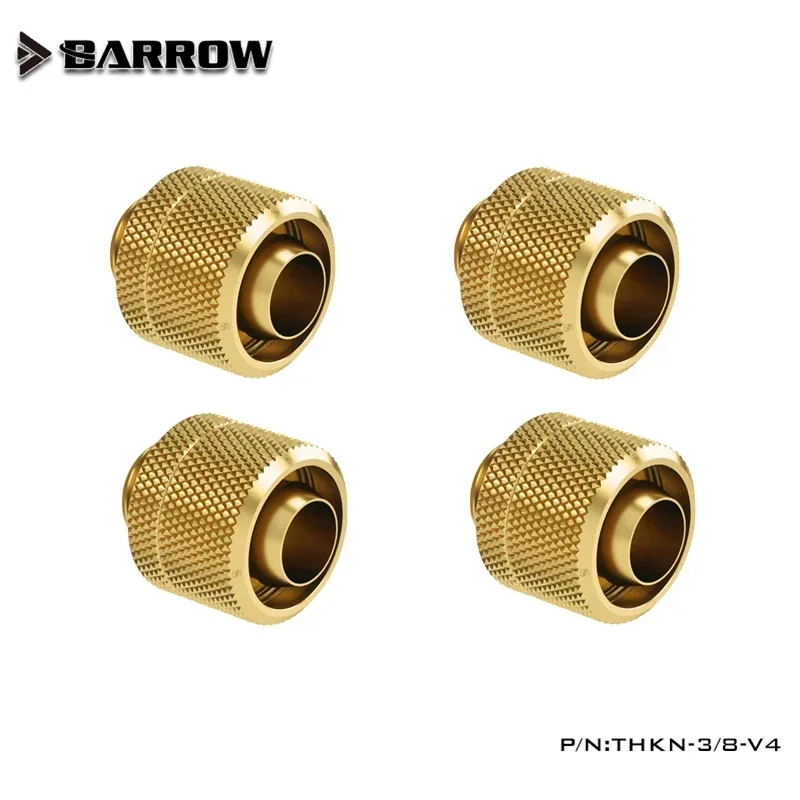 Barrow 4Pcs Hose Tube Fitting, PC Water Cooling G1/4'' Soft Tube Fitting For 10x13mm/10x16mm Soft Pipe THKN-3/8 V4 /THKN-3/8-B03