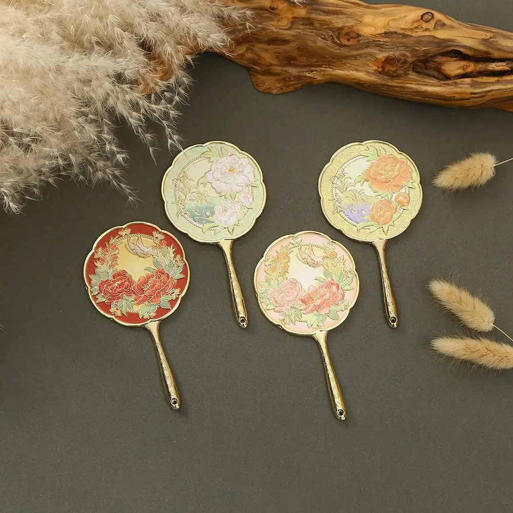 Miroir en métal de Style chinois Vintage, mignon, Portable, délicat, outils cosmétiques doux, miroir de maquillage de poche pour chambre à coucher