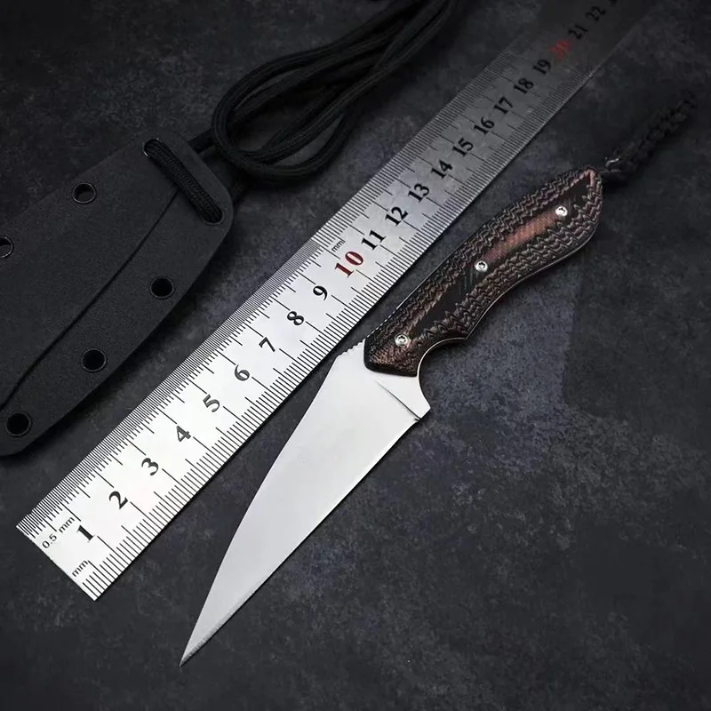 Small Survival Knife Full Tang 5CR13MOV Fixed Blade Knife With ABS Sheath G10 Handle Outdoor Camping Knife Hunting EDC ToolS