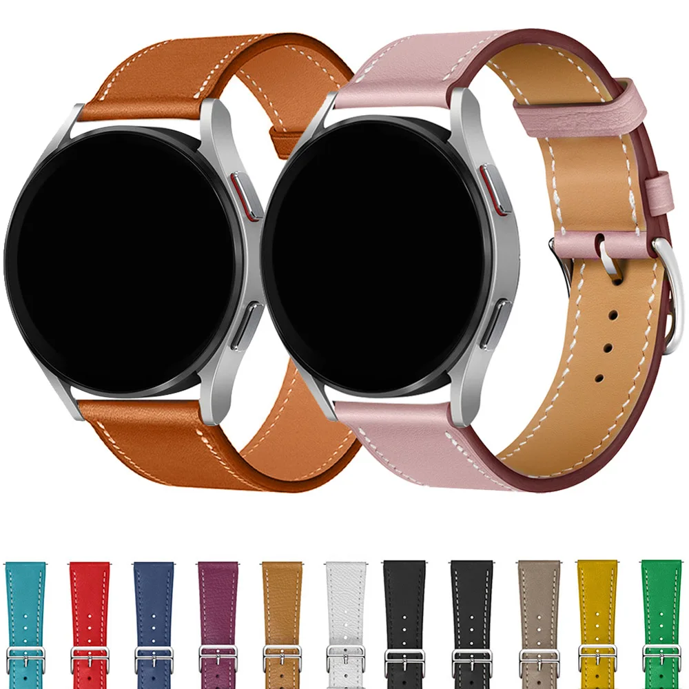 20 22mm Strap for Samsung Galaxy Watch 9/8/7/6/5/4 44/40mm 6 Classic 5Pro Band Genuine Leather Bracelet for Huawei Watch GT6 5 4