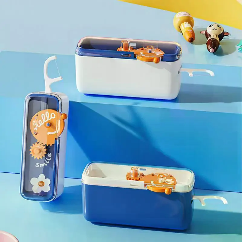 Portable Floss Dispenser Includes 10Pcs Floss Automatic Ejectable Floss Organiser Oral Care Press-on Disposable Flossing Sticks