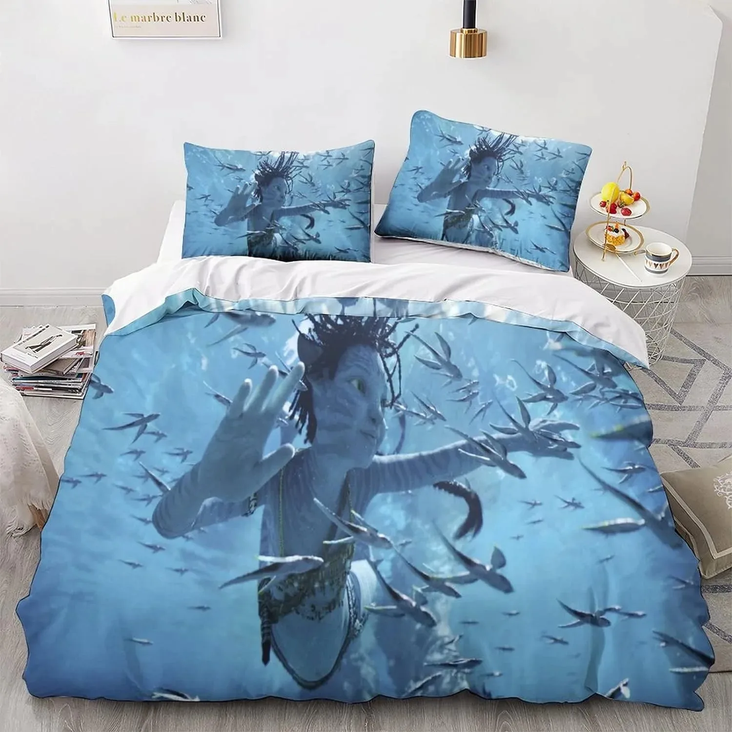 Avatar The Way of Water Bedding Sets Underwater World  Duvet Cover Cartoon Bedclothes Bed Linen Gift Avatar Theme Quilt Cover