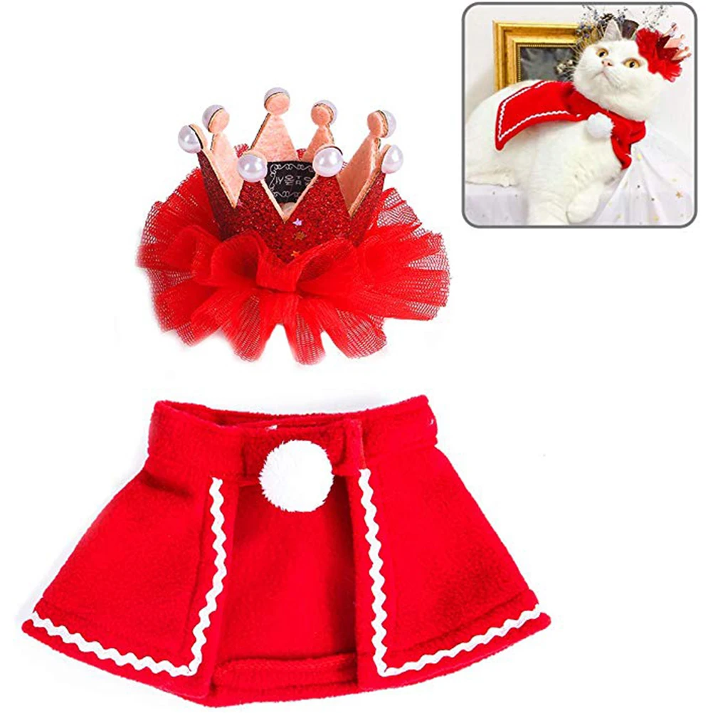 

Pet Hat Headdress Cloak Cat Cape Christmas Costumes Transformation Outfit Accessories Crown